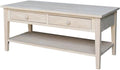 IC International Concepts, Spencer Coffee Table, Solid Wood, Real Parawood, 48' W x 24' D x 19' H, Easy Assembly, DIY, Paint or Stain Your Way, Unfinished