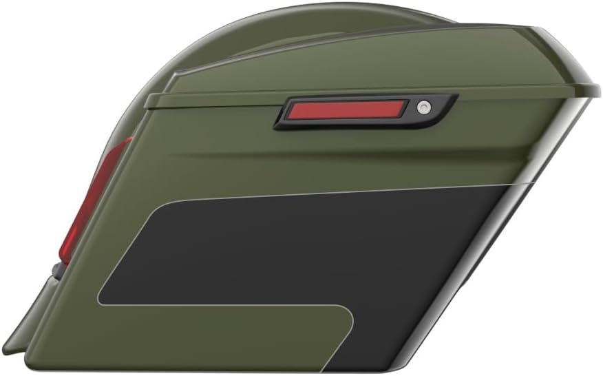 Advanblack Color Matched Stretched Bags, Lids Black Latch Hardware for '23-'24 Harley Touring CVO & 2024 Street Glide, Road Glide (Olive Steel Metallic & Vivid Black)