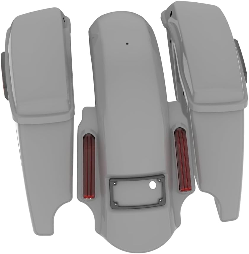 Advanblack Color Matched Stretched Bags, Lids Black Latch Hardware for '23-'24 Harley Touring CVO & 2024 Street Glide, Road Glide (Billiard Gray)