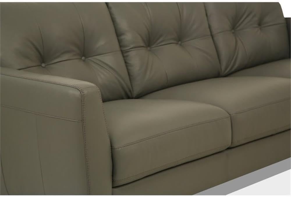 Acme Radwan Tufted Leather Sofa in Pesto Green
