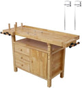【LuckyNote】 Wood Workbench - Wooden Workbench for Garage Workshop and Home, with Bar Clamps Set (24 inch x 4-3/4 inch Throat,Pack of 2) The Package Will be Shipped in Two Separate parcels