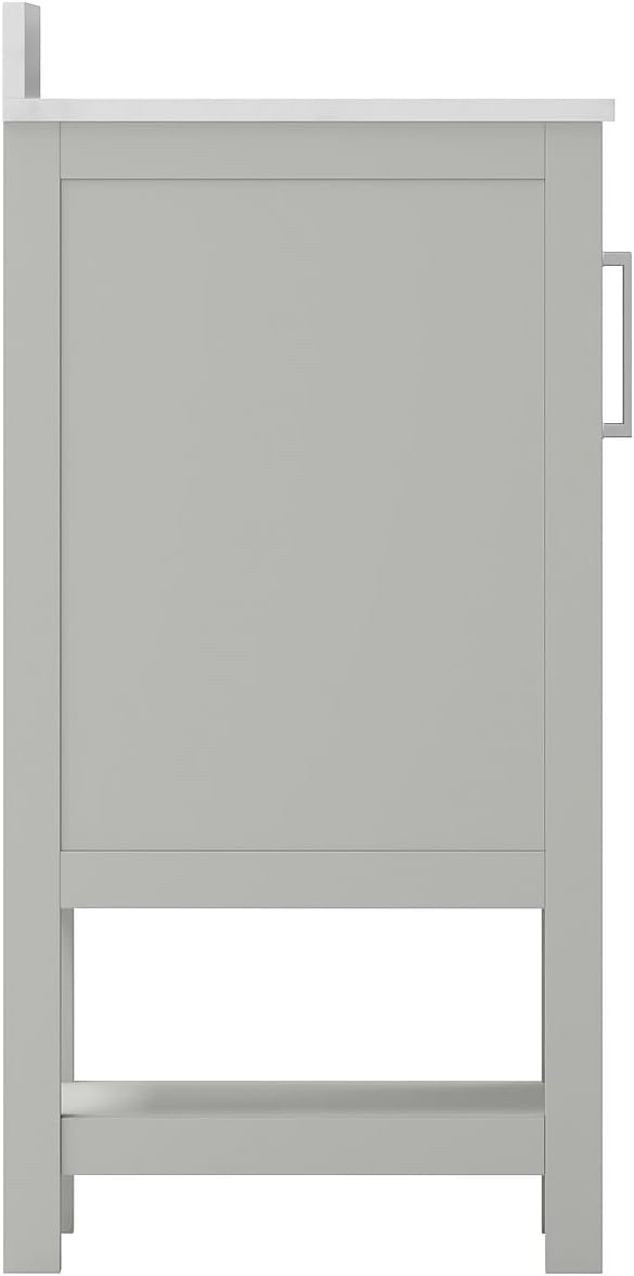 Flash Furniture Vega 24 Inch Bathroom Vanity with Sink Combo, Storage Cabinet with Soft Close Doors and Open Shelf, Carrara Marble Finish Countertop, Gray/White