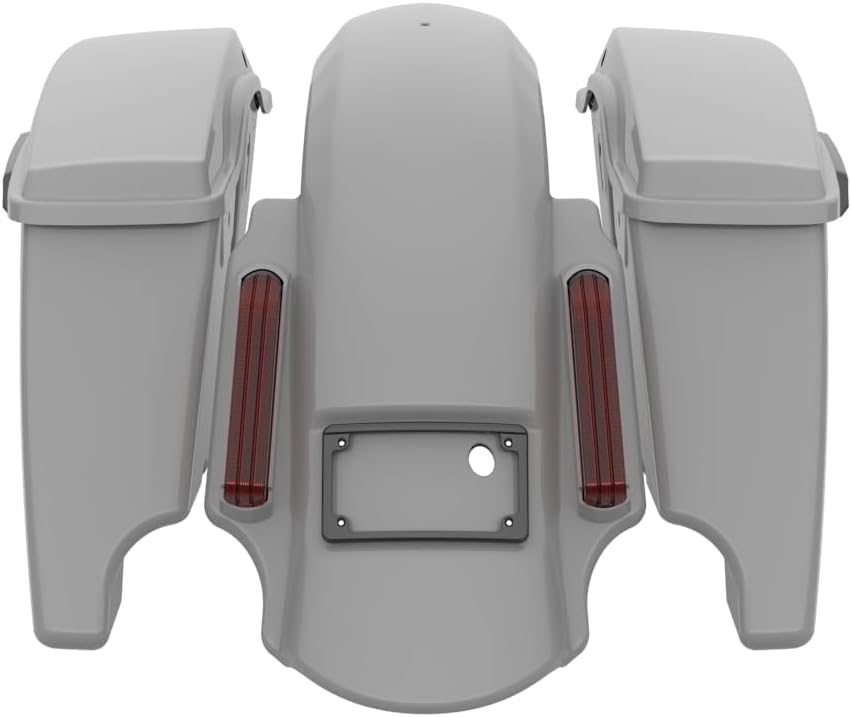Advanblack Color Matched Stretched Bags, Lids Black Latch Hardware for '23-'24 Harley Touring CVO & 2024 Street Glide, Road Glide (Billiard Gray)