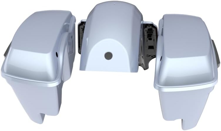 Advanblack Color Matched Stretched Bags, Lids Black Latch Hardware for '23-'24 Harley Touring CVO & 2024 Street Glide, Road Glide (Atlas Silver Metallic)
