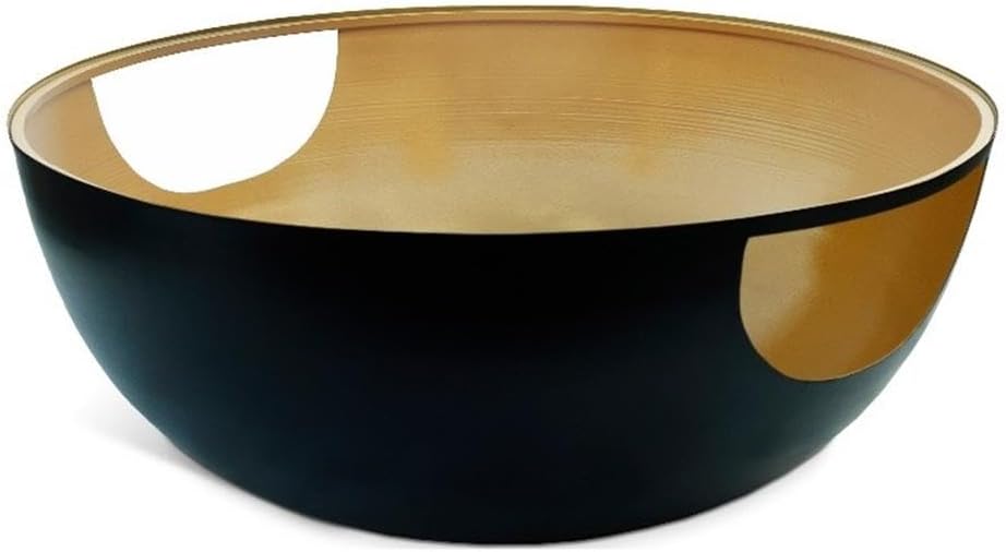 Meridian Furniture 286-CT DOMA Collection Glass Top Matte Black Metal Coffee Table with Brushed Gold Interior, 32' W x 32' D x 15' H