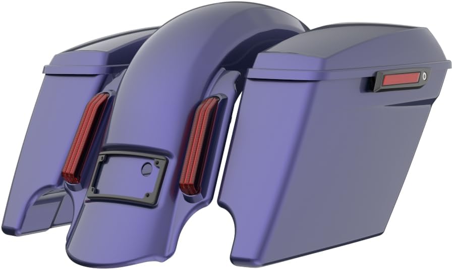 Advanblack Color Matched Stretched Bags, Lids Black Latch Hardware for '23-'24 Harley Touring CVO & 2024 Street Glide, Road Glide (Purple Abyss)
