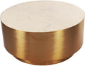 Meridian Furniture 209-C Presley Collection Modern | Contemporary Genuine Marble Top Coffee Table with Brushed Gold Metal Base, Gold, 36' W x 36' D x 16.5' H