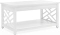 Coventry 36 in. W Solid Wood Coffee Table, Traditional to Modern Design, Open-Detailing Accent Furniture with Storage Shelf, Easy Assembly, Cottage, Loft, Apartment, Living Room
