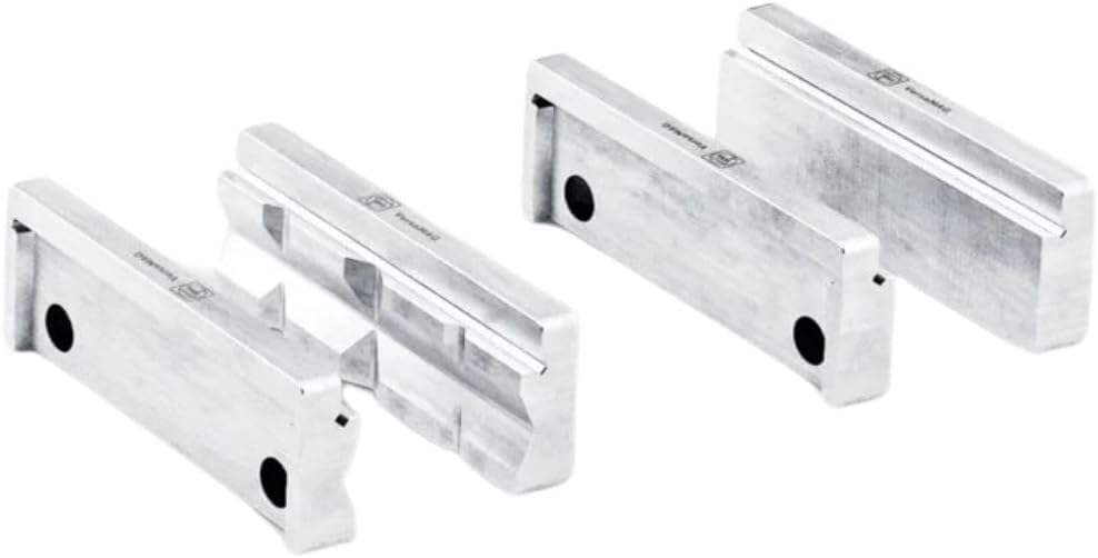Fein Protective Jaws Set for VersaMAG Vise - 110mm Aluminum - Prism (P) & Blank (B) for Secure Clamping, Scratch-Free Workpiece Protection - 90701010010