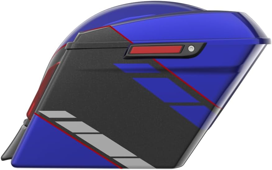 Advanblack Color Matched Stretched Bags, Lids Black Latch Hardware for '23-'24 Harley Touring CVO & 2024 Street Glide, Road Glide (Blue Streak)