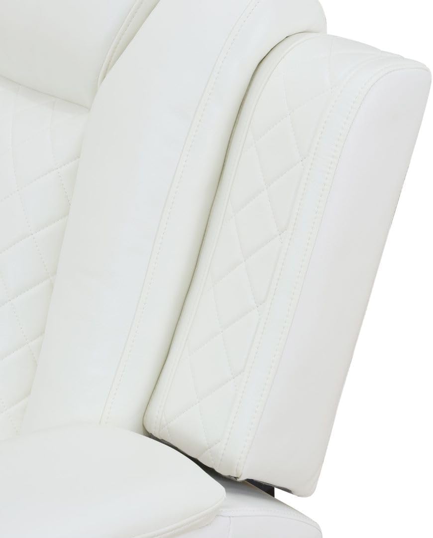 Electric Power Recliner Chair Living Room Furniture, Comfy Wide Lazy Home Theater Breathing Leather Seating with LED Light Strips (White, Single Chair)