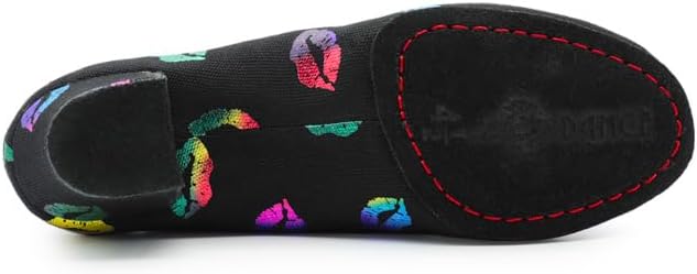 Women's Latin Dance Shoes Jazz Salsa Performance Oxford with Colorful Lip Print Pattern Professional Ballroom Dancing #T1-B