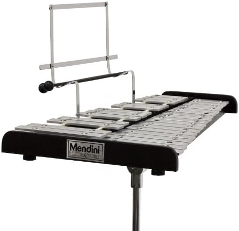 Mendini by Cecilio Glockenspiel Bell Kit for Beginner Students - Percussion Xylophone with Muted Drum Practice Pad, a Pair of Glockenspiel Mallets, Wooden Drum Sticks, Adjustable Stand, Carry Bag