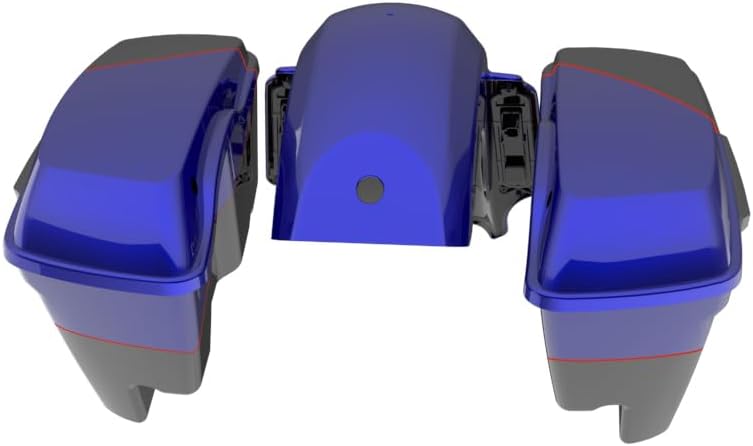 Advanblack Color Matched Stretched Bags, Lids Black Latch Hardware for '23-'24 Harley Touring CVO & 2024 Street Glide, Road Glide (Blue Streak)