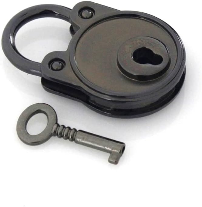 1pcs Metal Fashion Lovely Lock Vintage Mini Padlock Bag Suitcase Luggage Box Key with DIY Hardware Accessories(D)