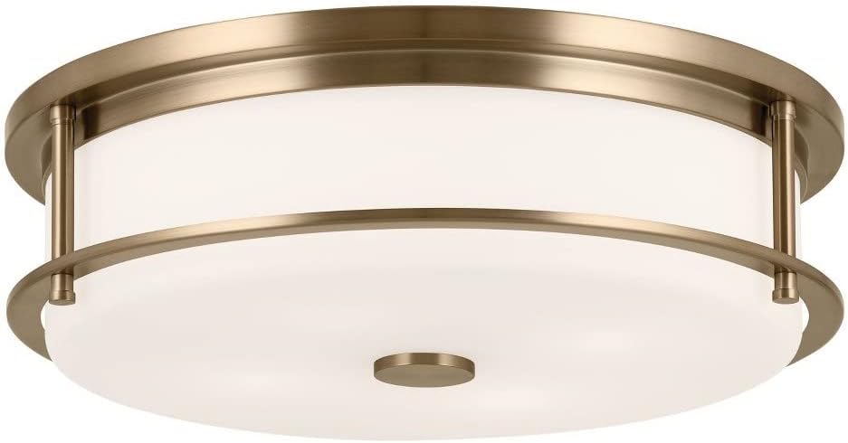 Kichler Brit 52597CPZ Flush Mount 4-Light 18˝ with Satin Etched Cased Opal Glass in Champagne Bronze
