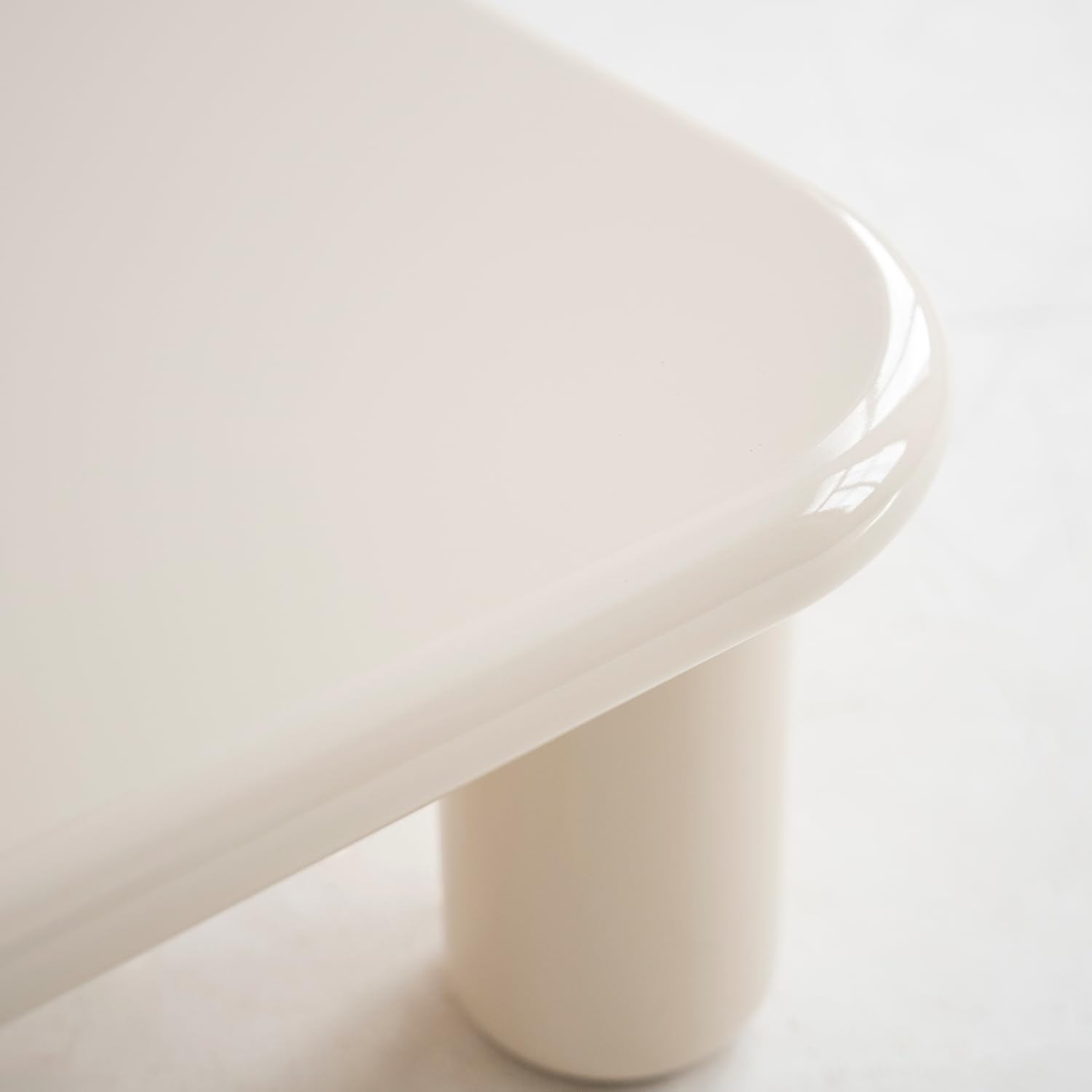 Acanva Modern Coffee Tables with High Glossy Finish, Curved Edges, Accent Center Furniture for Living Room Home Office, Long Table, White