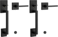 Kwikset San Clemente Front Door Handle No Lock,Entry Handleset Exterior with Interior Reversible Handed Lever,Non-Locking,Matte Black,Deadbolt Not Included,with Microban Protection,(Pack of 2)