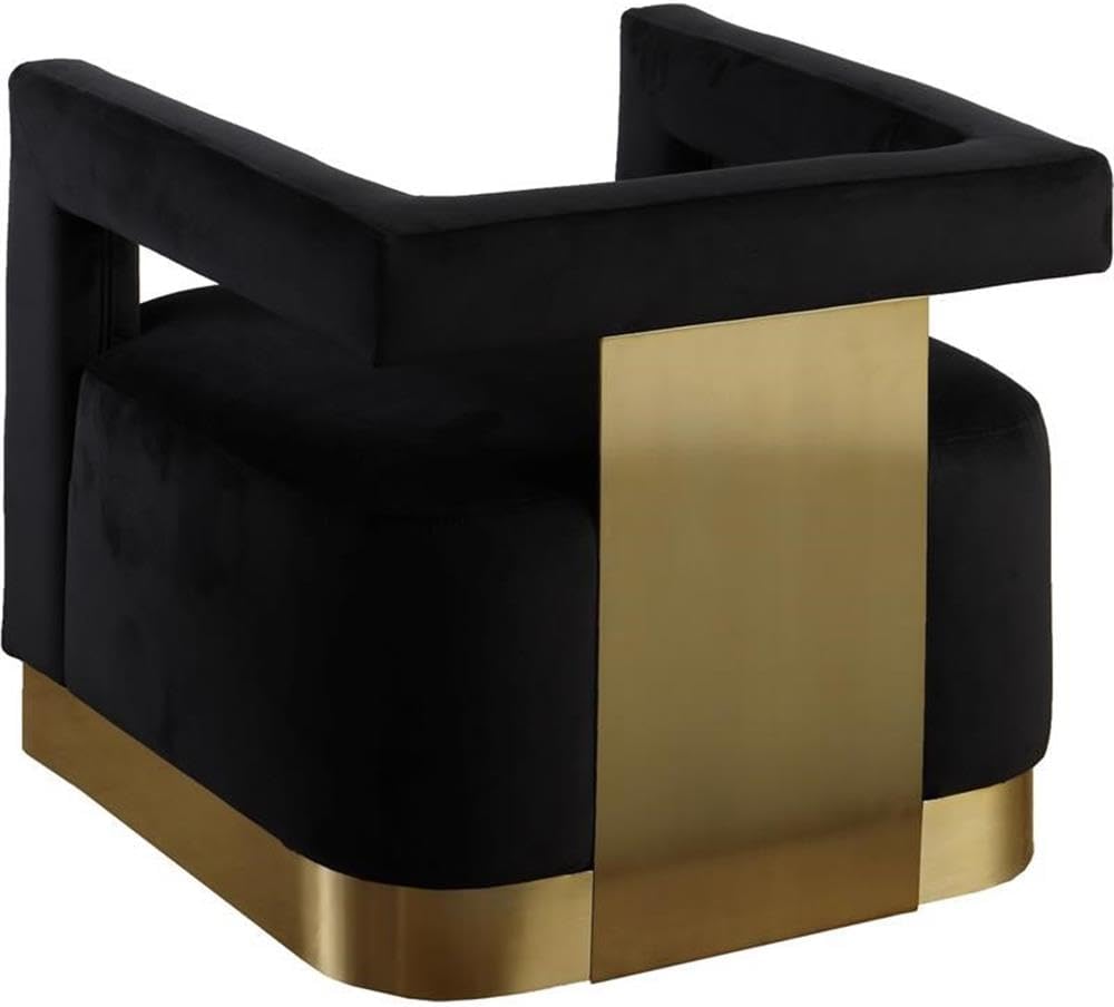 Meridian Furniture Armani 18.5' H Velvet Accent Chair in Black and Gold