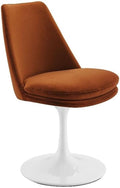 Modway Lippa Velvet Swivel Dining Side Chair in White Rust - Armless Accent Chair with Stain-Resistant Performance Velvet Upholstery - 360° Rotating Office Chair