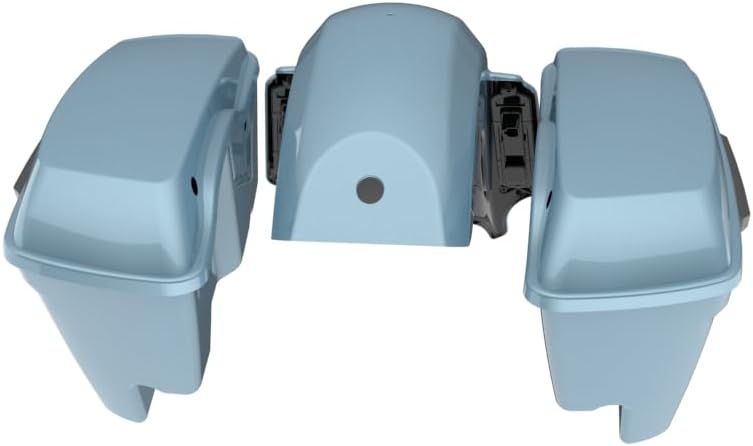 Advanblack Color Matched Stretched Bags, Lids Black Latch Hardware for '23-'24 Harley Touring CVO & 2024 Street Glide, Road Glide (Sharkskin Blue)