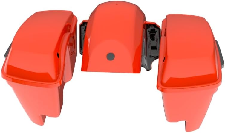 Advanblack Color Matched Stretched Bags, Lids Black Latch Hardware for '23-'24 Harley Touring CVO & 2024 Street Glide, Road Glide (Blood Orange)