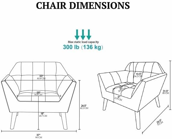 Ink+Ivy Newport Wide Mid-Century Modern Lounge Chair Hand-Tufted Velvet Upholstered Accent Armchair with Solid Wood Pecan Legs for Living Room Bedroom Reading