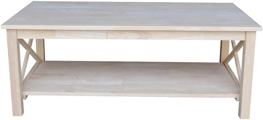 Hampton Solid Wood Coffee Table, Unfinished