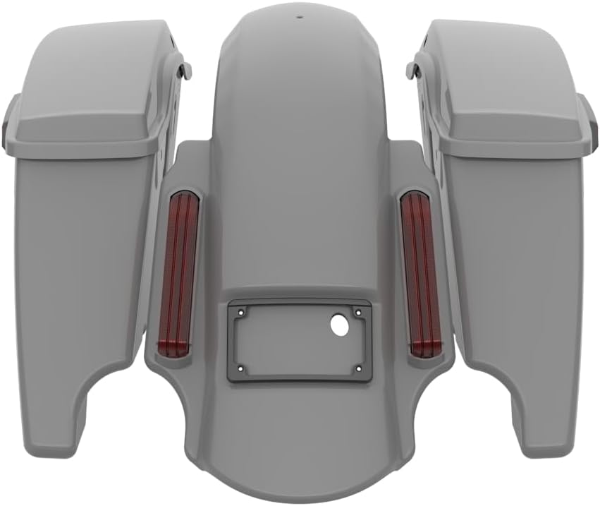 Advanblack Color Matched Stretched Bags, Lids Black Latch Hardware for '23-'24 Harley Touring CVO & 2024 Street Glide, Road Glide (Dark Billiard Gray)