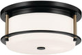 Kichler Brit 52595BKCPZ Flush Mount 2-Light 12˝ with Satin Etched Cased Opal Glass in Black and Champagne Bronze