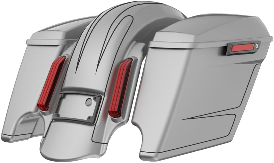Advanblack Color Matched Stretched Bags, Lids Black Latch Hardware for '23-'24 Harley Touring CVO & 2024 Street Glide, Road Glide (Dark Platinum)