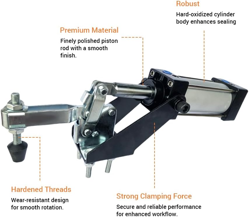 Pneumatic Clamp Fixture, GH-12265-A 340kg/ 750LB Heavy Duty Force Cylinder Pneumatic Hold Down Quick Air Clamp for Woodworking Welding and CNC Holding