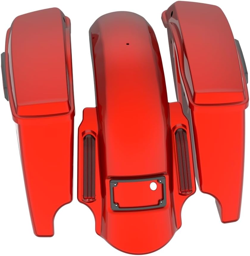 Advanblack Color Matched Stretched Bags, Lids Black Latch Hardware for '23-'24 Harley Touring CVO & 2024 Street Glide, Road Glide (Whiskey Fire)