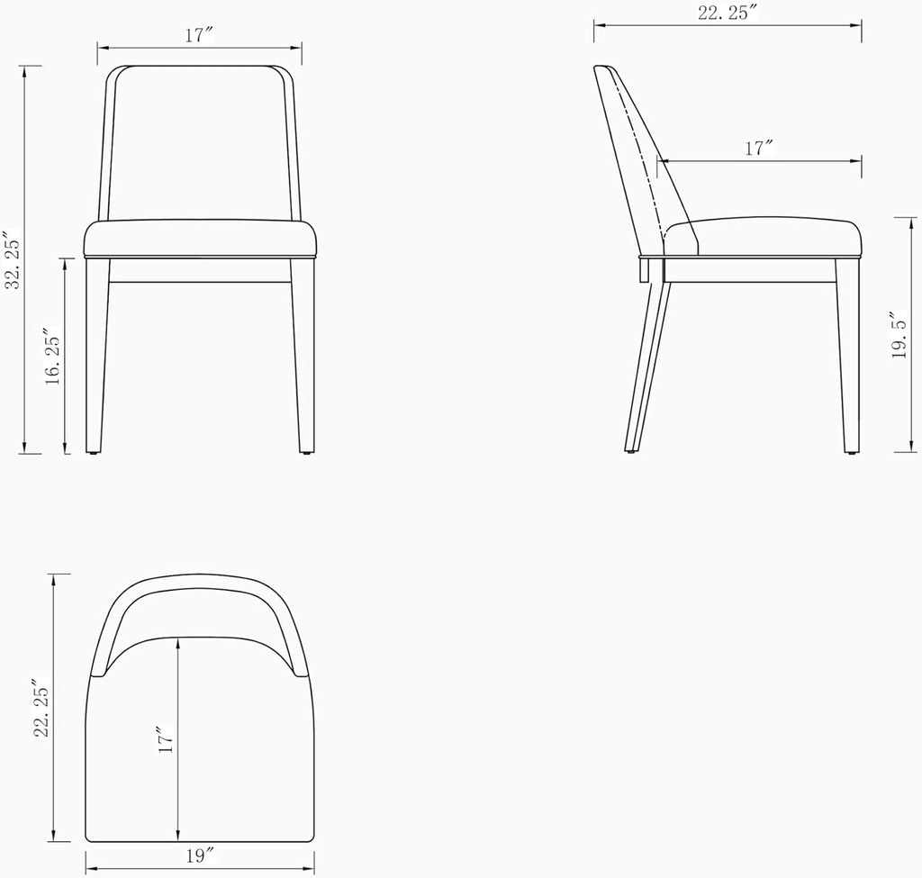 Manhattan Comfort Gansevoort Modern Faux Leather Dining Chair with Solid Beech Wood Frame, Upholstered Accent Furniture for Kitchen Table or Office, Set of 2, Cream