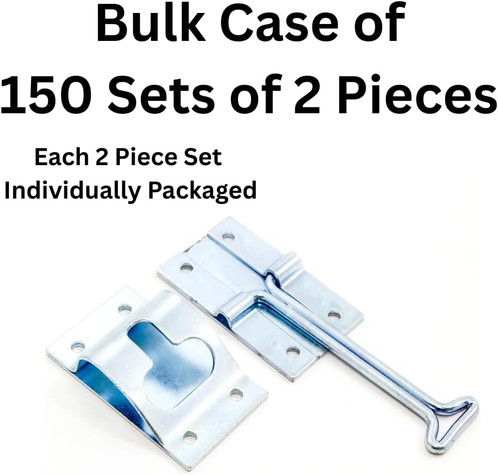 Red Hound Auto 4 Inches Inch Metal T-Style Door Holder Entry Door Catch Compatible with RV Trailer Camper Exterior Door Hold Hook & Keeper Hardware Zinc Plated Steel Case of 150