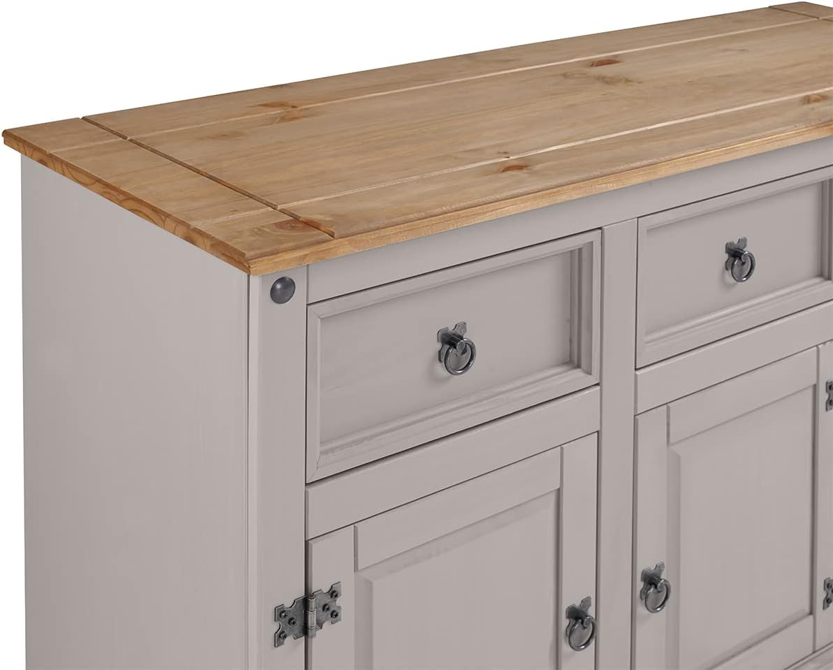 OS Home and Office Furniture Cottage Series Wood Buffet Sideboard in Corona Gray