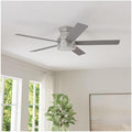 Harbr.Breeze Calverton Easy2Hang 52-in Color-Changing Integrated LED Flush Mount Brushed Nickel with Light Brown Woodgrain/Gray Blades Ceiling Fan With Light - Remote Included (5 -Blade)