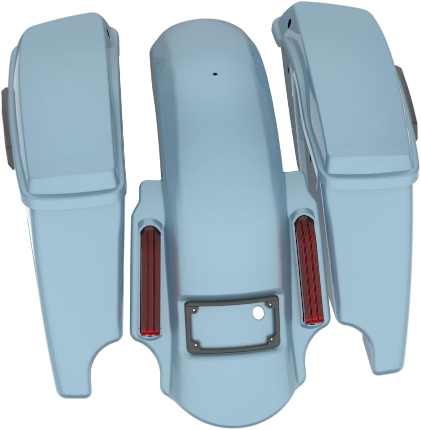 Advanblack Color Matched Stretched Bags, Lids Black Latch Hardware for '23-'24 Harley Touring CVO & 2024 Street Glide, Road Glide (Sharkskin Blue)