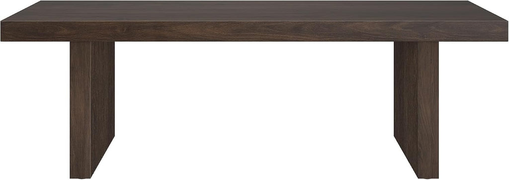 Henn&Hart 48' Fluted Rectangular Low-Profile Coffee Table with Ribbed Base for Living Room, Family Room, or Office, Rich Brown
