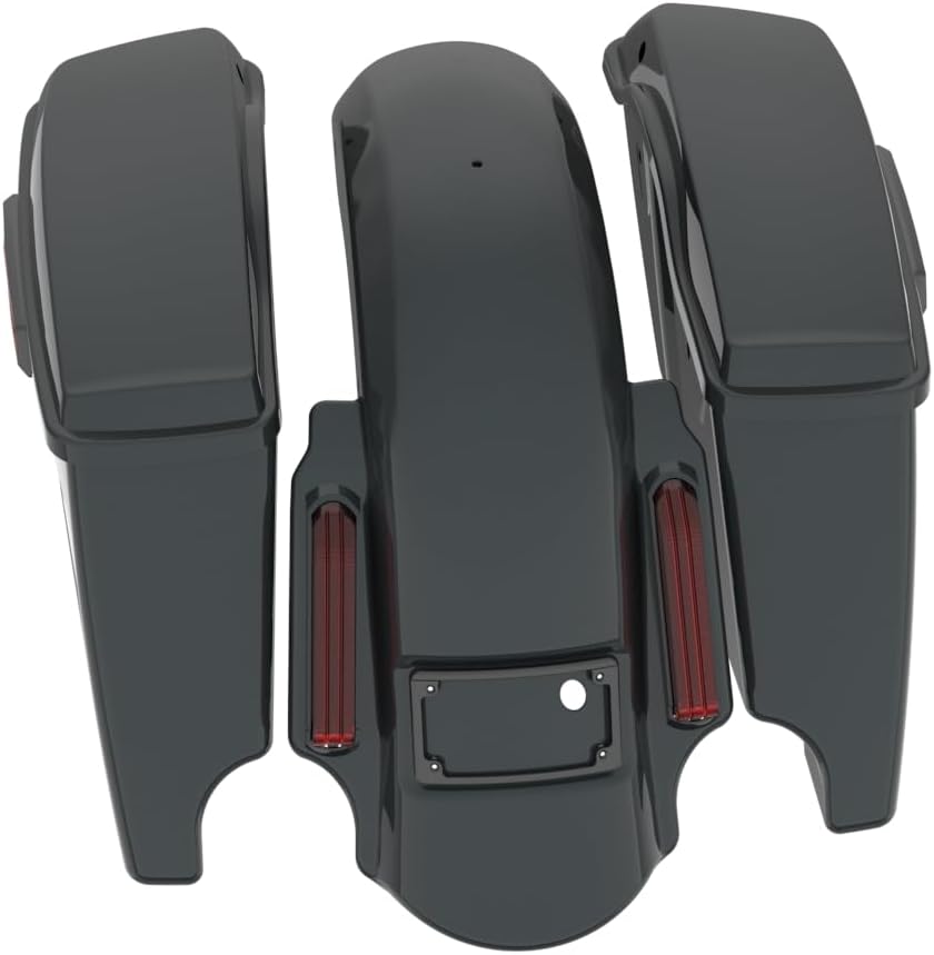Advanblack Color Matched Stretched Bags, Lids Black Latch Hardware for '23-'24 Harley Touring CVO & 2024 Street Glide, Road Glide (Iron Horse Metallic)