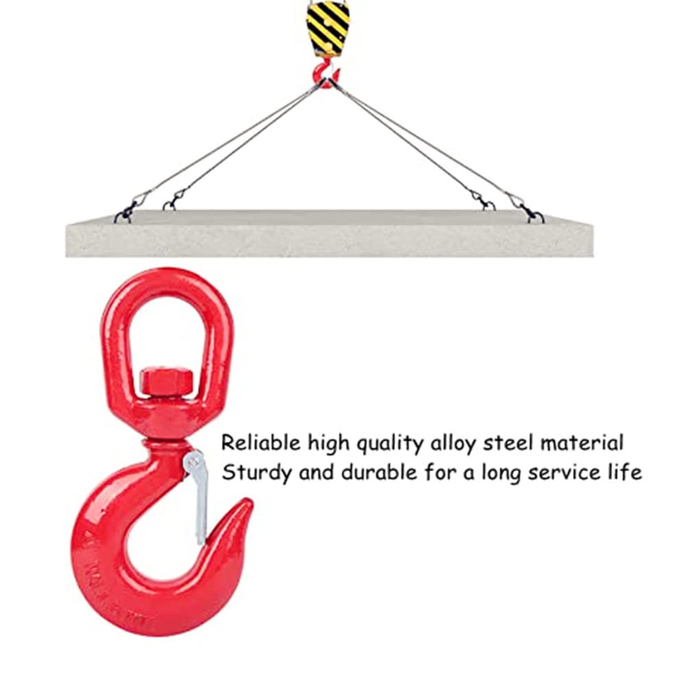 15 Ton Swivel Hook Heavy Duty Swivel Lifting Hook Rigging Swivel Hoist Hook with Latch for Crane Forklift (15T)