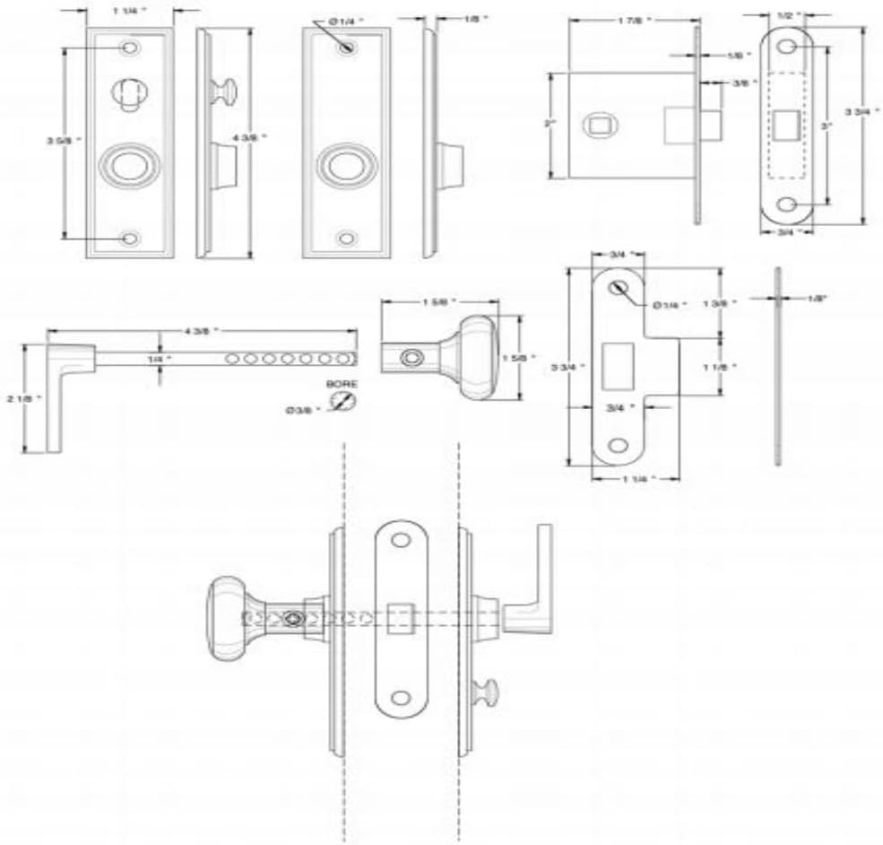 Deltana SDML334CR003 Storm Door Latch; Square; Mortise Lock; Lifetime Brass Finish
