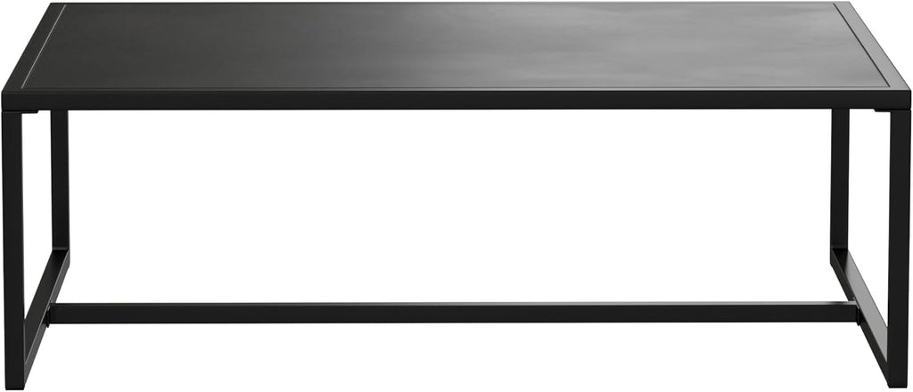 Flash Furniture Brock Commercial Grade Steel Modern Patio Coffee Table, Rectangular Outdoor Coffee Table with Textured Top and Square Leg Frame, Black