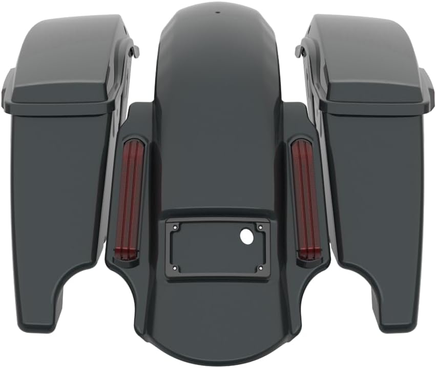 Advanblack Color Matched Stretched Bags, Lids Black Latch Hardware for '23-'24 Harley Touring CVO & 2024 Street Glide, Road Glide (Iron Horse Metallic)