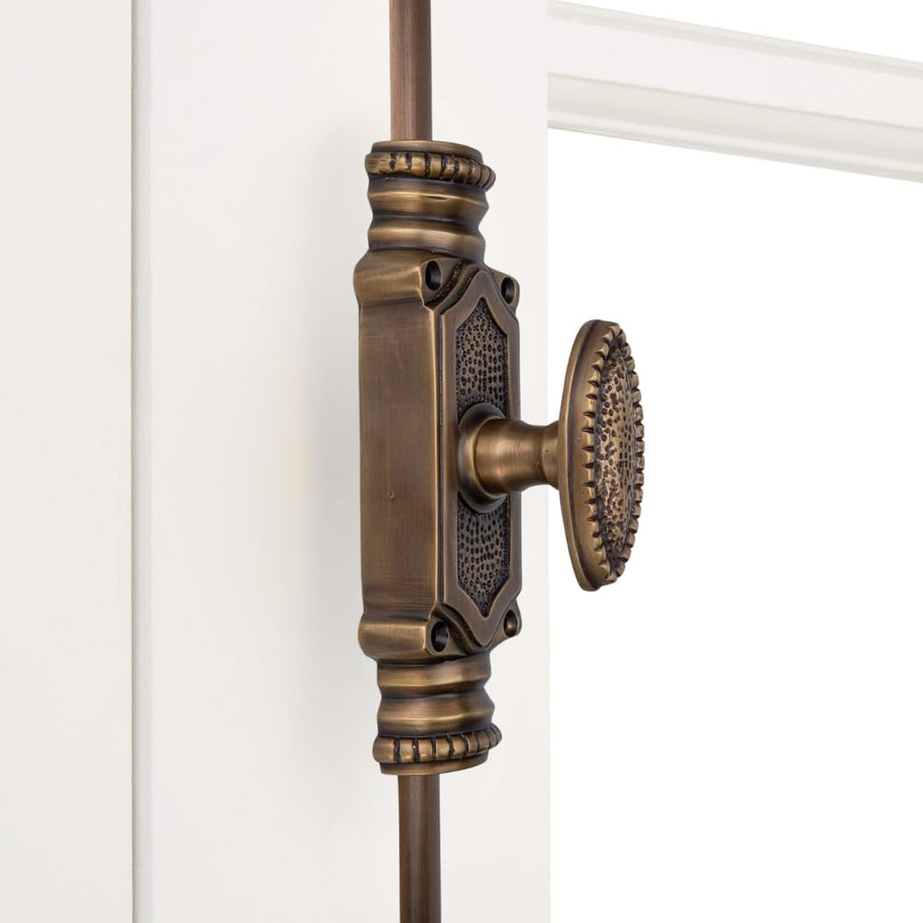 Antique Brass Door Cremone Bolt - 9 ft Durable Solid Brass Build, Rust Resistant, Easy Installation, Vintage Style for Tall Doors, Perfect for Any Decor