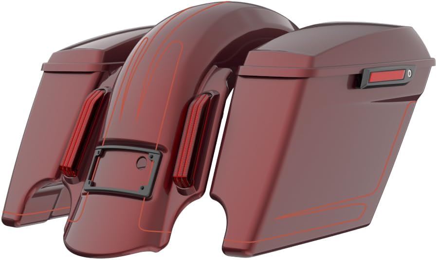 Advanblack Color Matched Stretched Bags, Lids Black Latch Hardware for '23-'24 Harley Touring CVO & 2024 Street Glide, Road Glide (Copperhead)