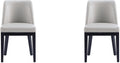 Manhattan Comfort Gansevoort Modern Faux Leather Dining Chair with Solid Beech Wood Frame, Upholstered Accent Furniture for Kitchen Table or Office, Set of 2, Light Grey