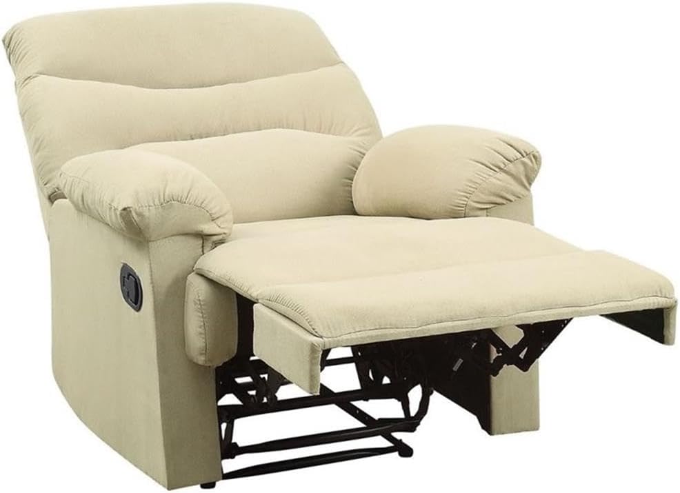 Acme Arcadia Upholstered Motion Recliner in Beige Microfiber