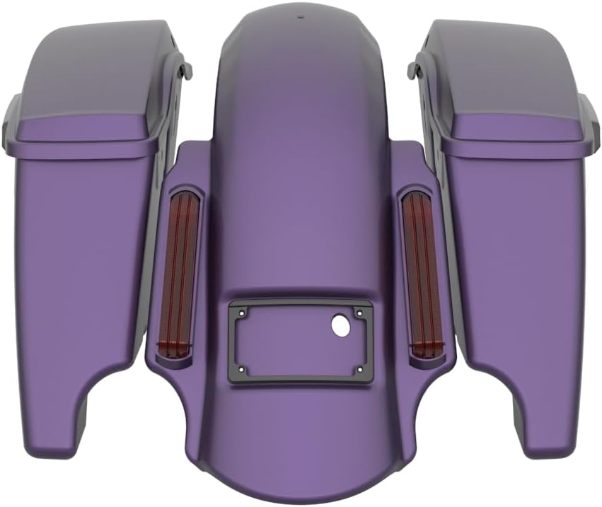 Advanblack Color Matched Stretched Bags, Lids Black Latch Hardware for '23-'24 Harley Touring CVO & 2024 Street Glide, Road Glide (Purple Abyss Denim)