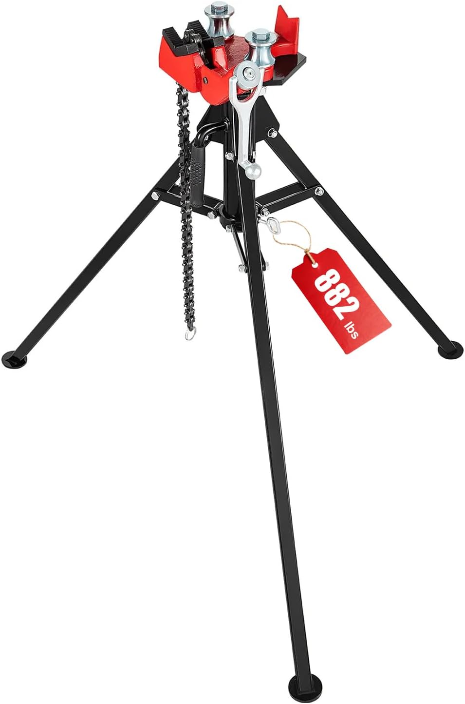 Pipe Vise Stand with Chain, 2-in-1 Bender, 882LB Capacity, Folding Tripod for 1/8'-5' Pipes